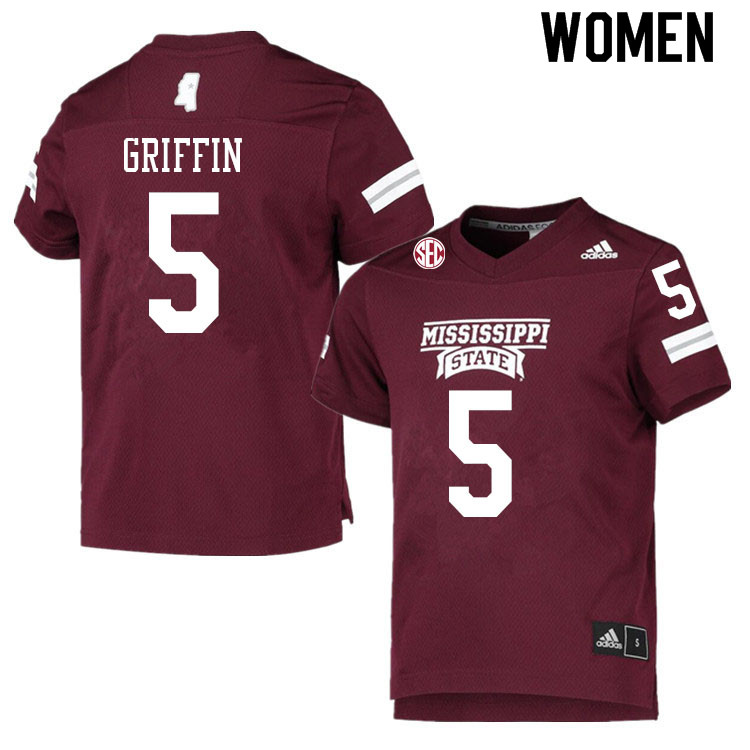 Women #5 Lideatrick Griffin Mississippi State Bulldogs College Football Jerseys Sale-Maroon - Click Image to Close